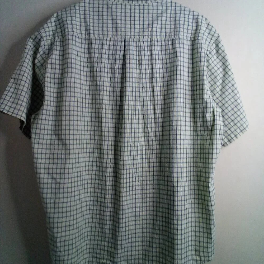 Old Navy Shirt Men XL Short Sleeve Button Up Plaid Casual Green